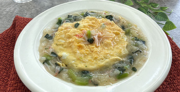 かぶと小松菜のとろとろカニ玉中華餡かけ