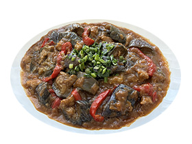 なすと豚肉の中華甘味噌あん